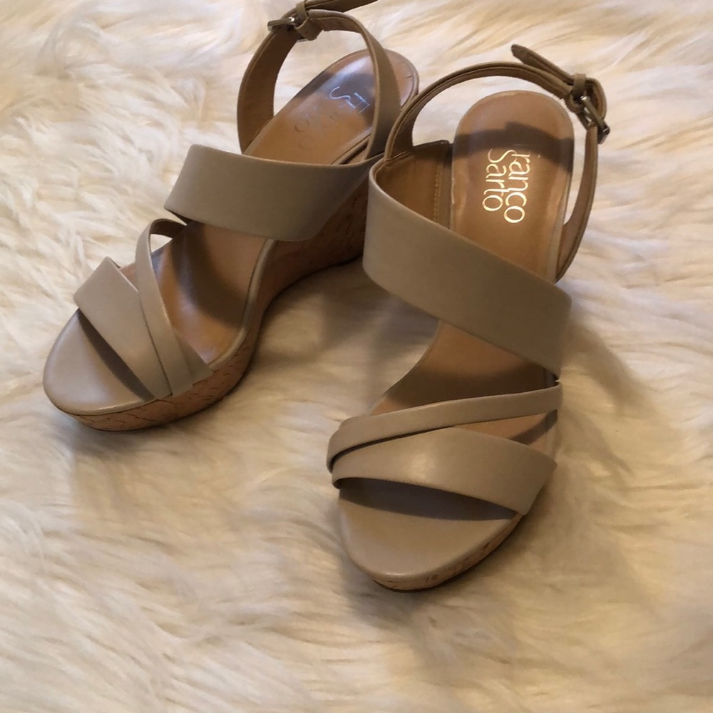 Iconic Franco Sarto cork wedges Sz 8